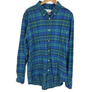 Chubbies Mens Blue & Green Plaid Button-Down Long Sleeve Shirt XXL